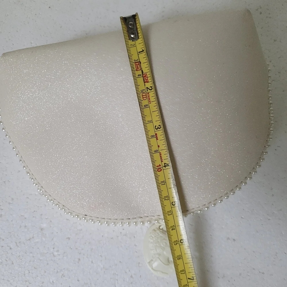 NWOT MAC Cosmetics Bag, zip closure, sparkly white, pearl trimmed, cameo zipper